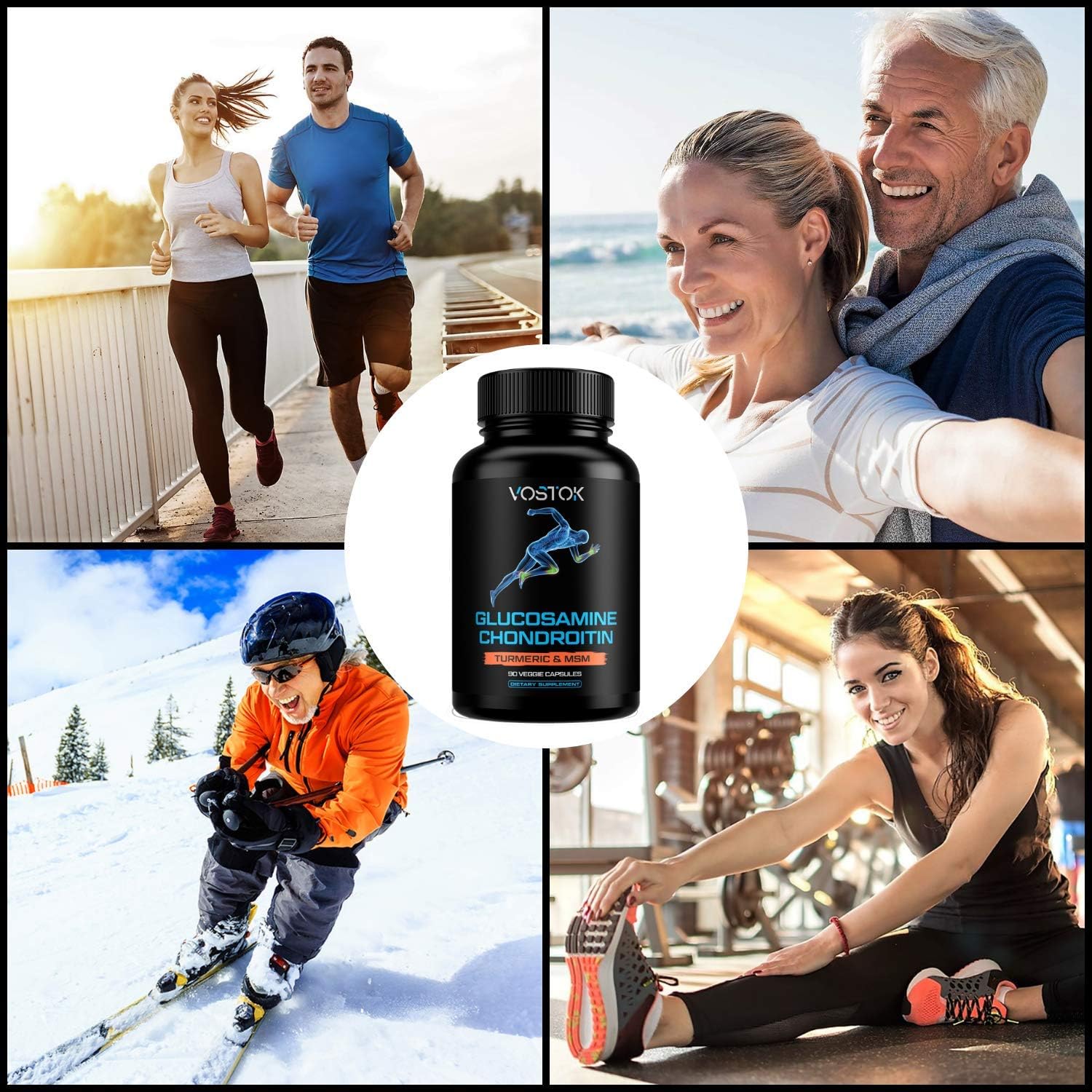 Glucosamine Chondroitin with Turmeric MSM Boswellia - Joint Support for Men and Women - Healthy Joint Structure & Function - Non-GMO - 90 Capsules