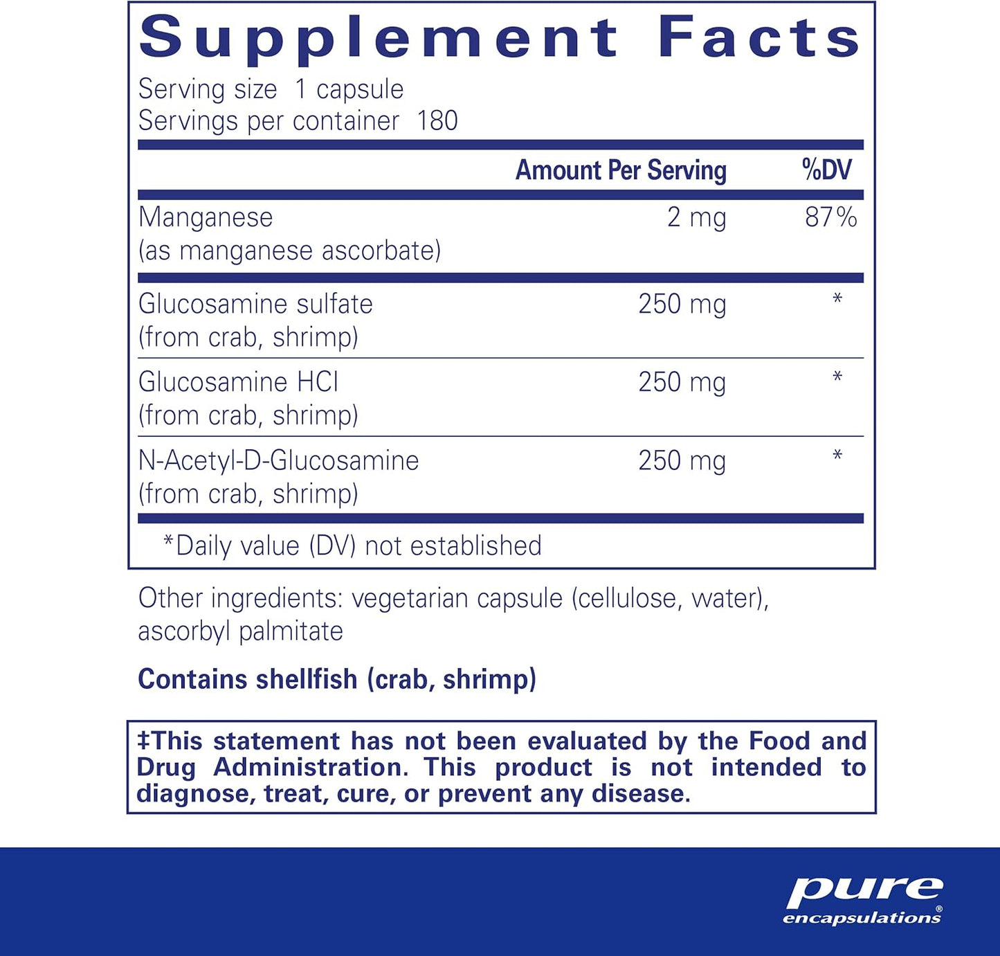 Glucosamine Complex with Manganese | Cartilage Support Supplement | 180 Capsules by Pure Encapsulations