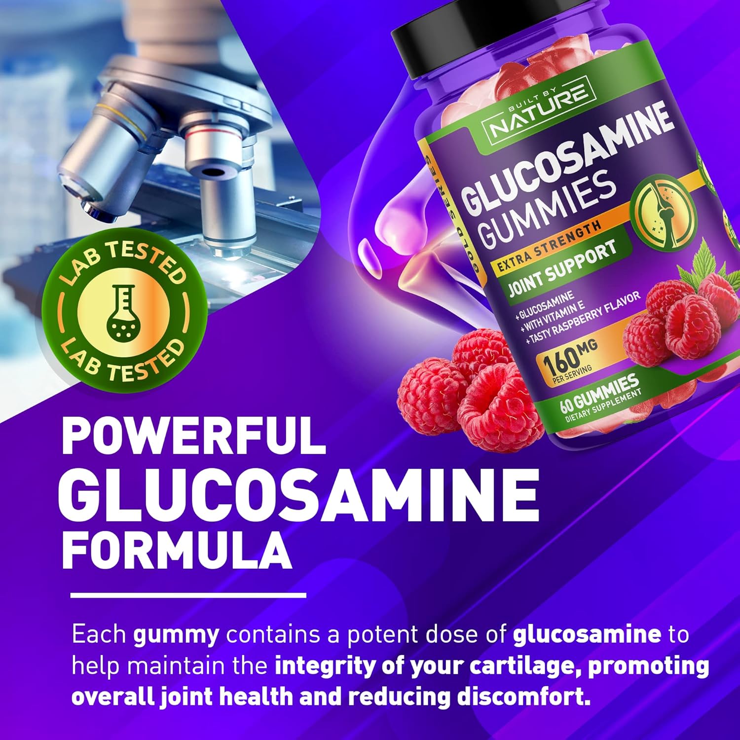 Glucosamine Gummies with Vitamin E - Advanced Joint Support Supplement, High Antioxidant Potency, Non GMO, 120 Gummies
