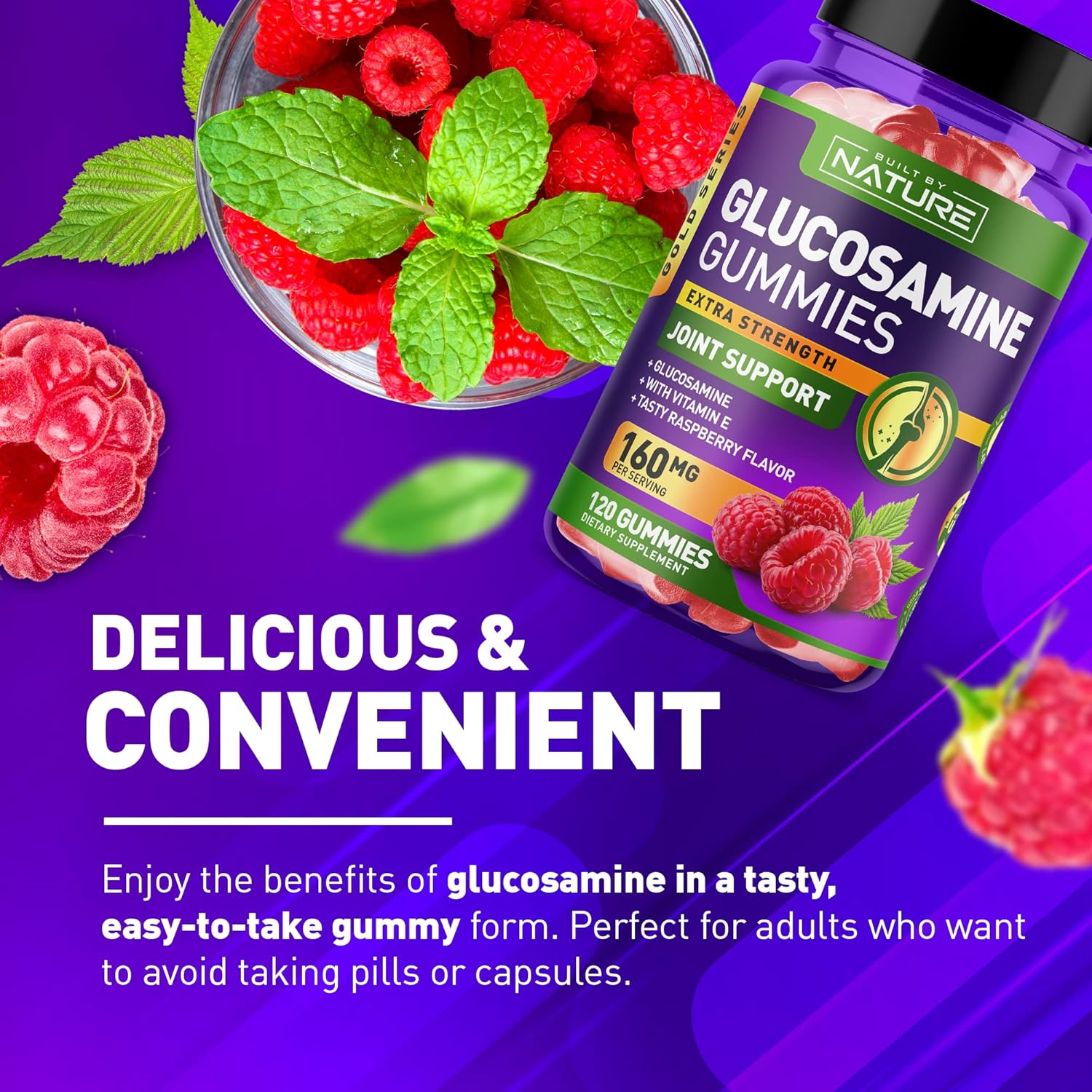 Glucosamine Gummies with Vitamin E - Advanced Joint Support Supplement, High Antioxidant Potency, Non GMO, 120 Gummies