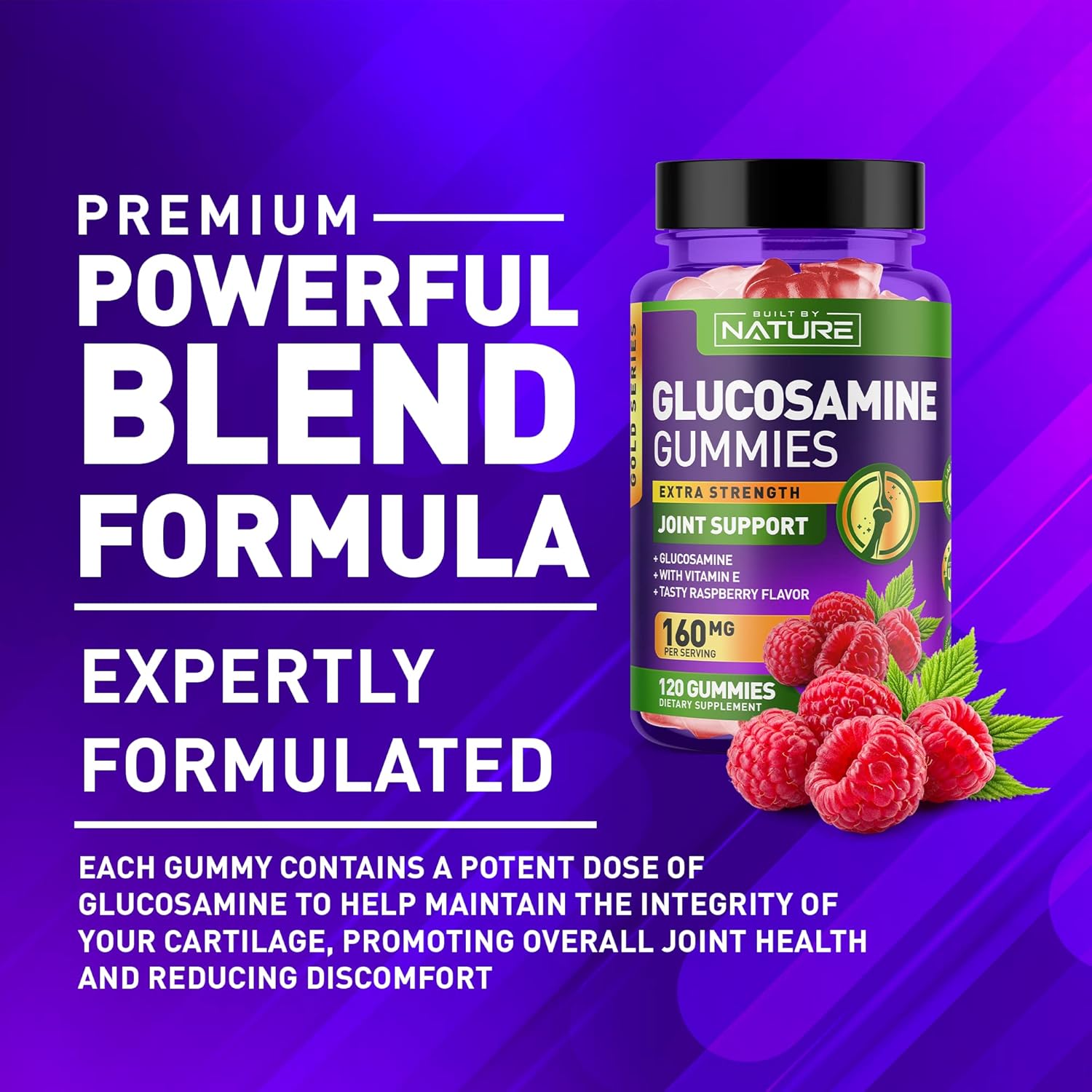 Glucosamine Gummies with Vitamin E - Advanced Joint Support Supplement, High Antioxidant Potency, Non GMO, 120 Gummies