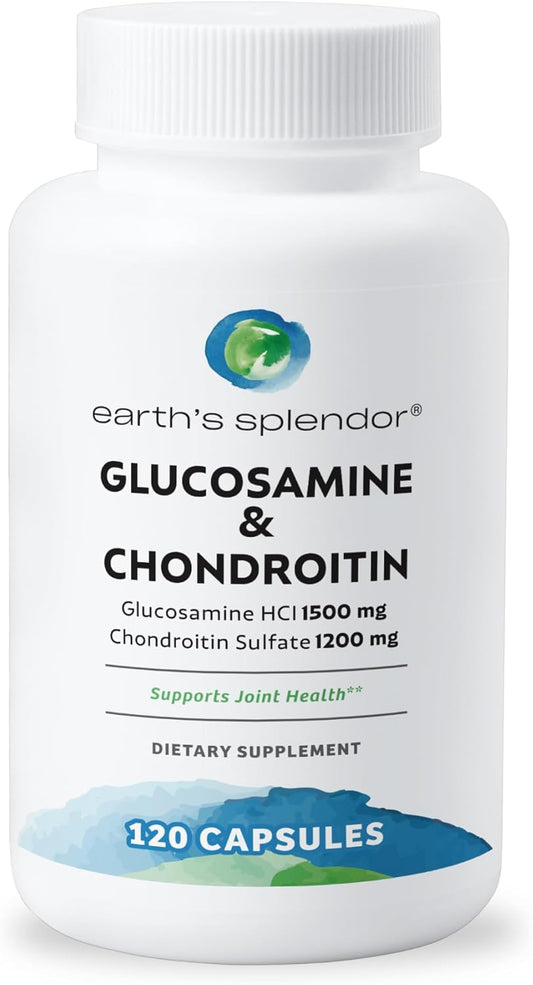 Glucosamine HCI 1500mg Chondroitin Sulfate 1200mg Supplement for Joint Health - 120 Capsules, Men & Women, Supports Daily Function