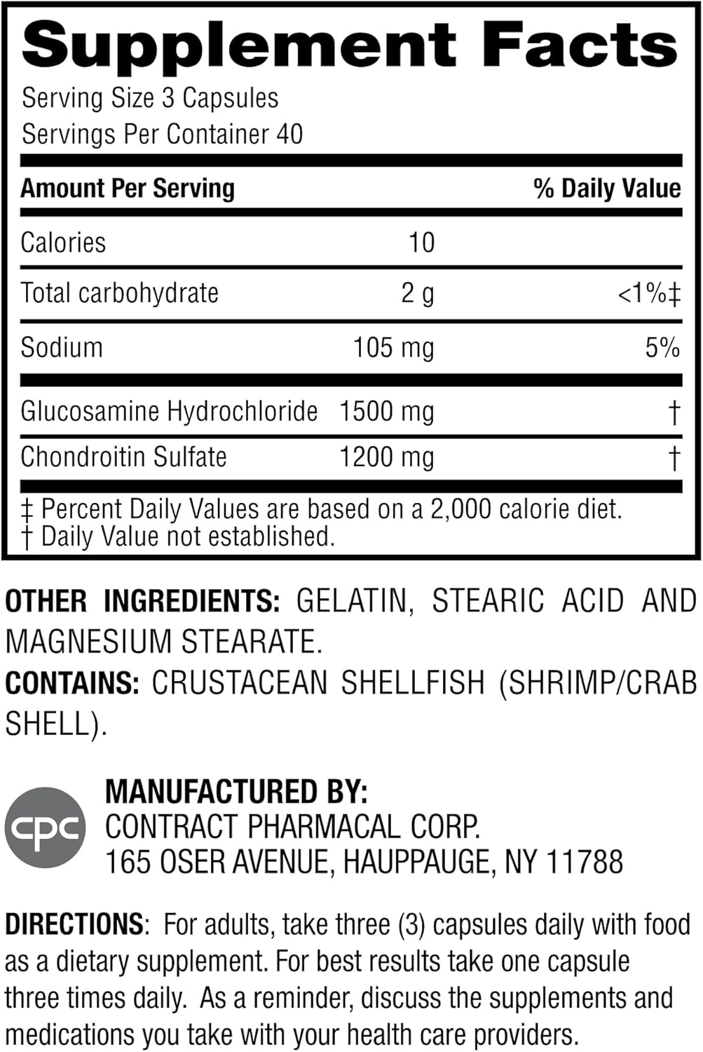 Glucosamine HCI 1500mg Chondroitin Sulfate 1200mg Supplement for Joint Health - 120 Capsules, Men & Women, Supports Daily Function