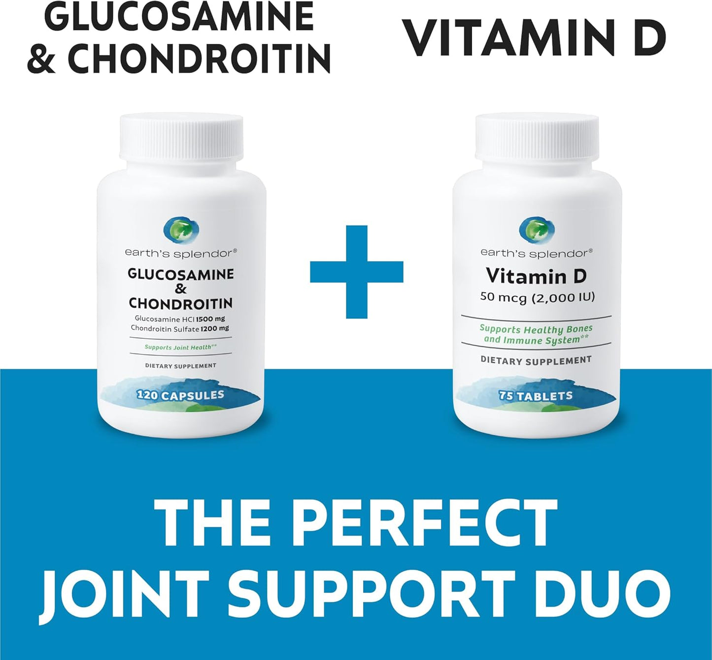 Glucosamine HCI 1500mg Chondroitin Sulfate 1200mg Supplement for Joint Health - 120 Capsules, Men & Women, Supports Daily Function