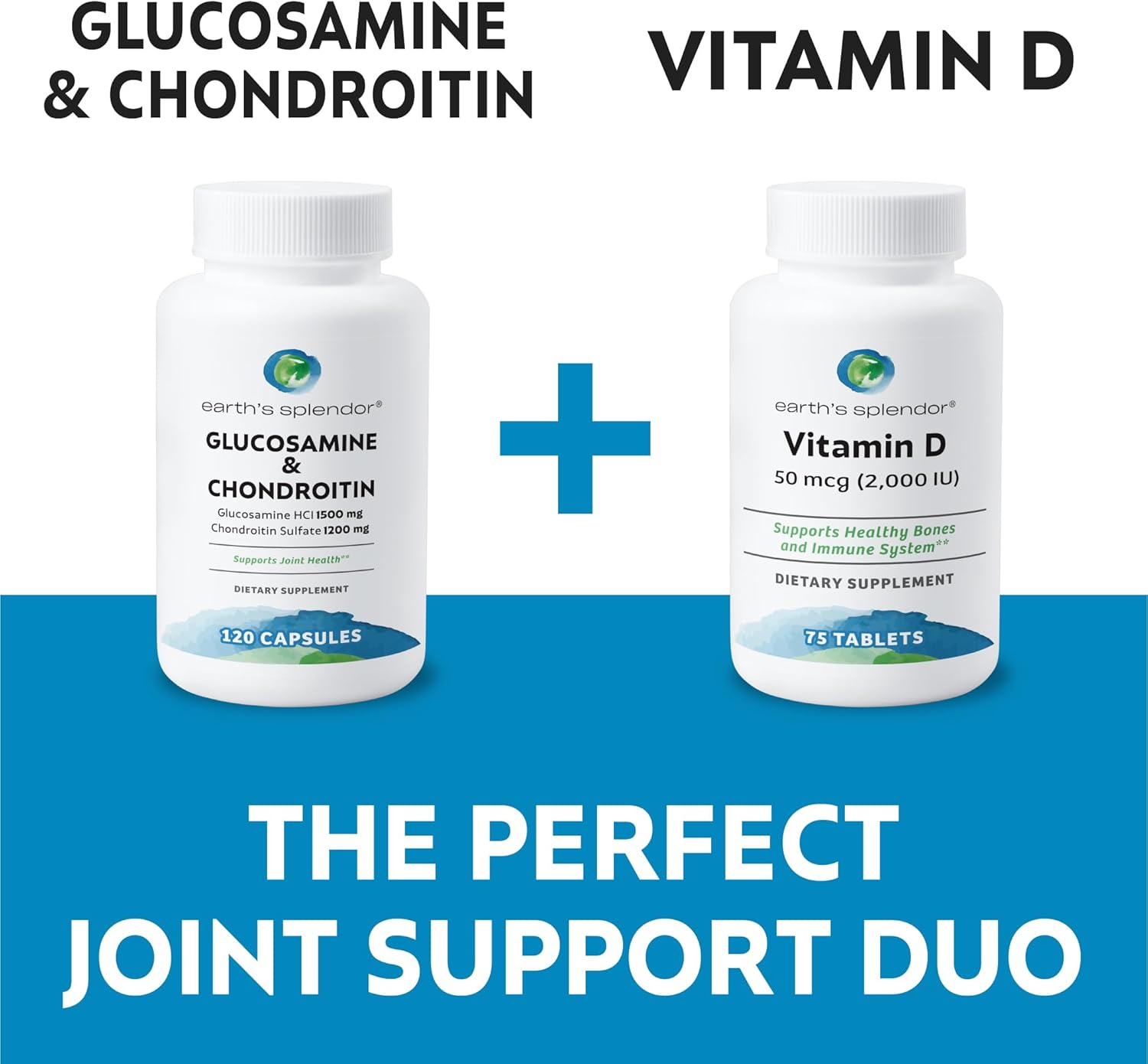 Glucosamine HCI 1500mg Chondroitin Sulfate 1200mg Supplement for Joint Health - 120 Capsules, Men & Women, Supports Daily Function