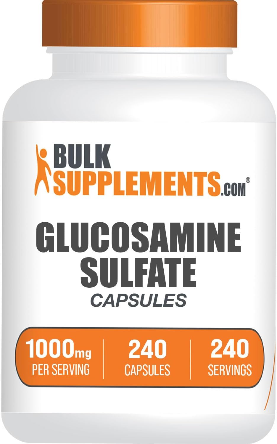 Glucosamine Sulfate 1000mg Capsules - Joint Support Supplement, Gluten Free, 240 Capsules - BulkSupplements.com