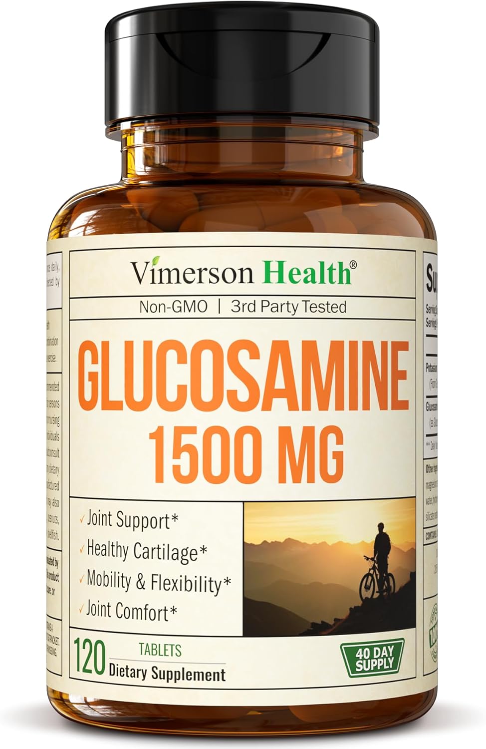 Glucosamine Sulfate 1500mg Joint Support Supplement for Cartilage, Bone & Joint Health - Antioxidant Properties - Inflammatory Response Aid - Relief for Back, Knees & Hands - 120 Count