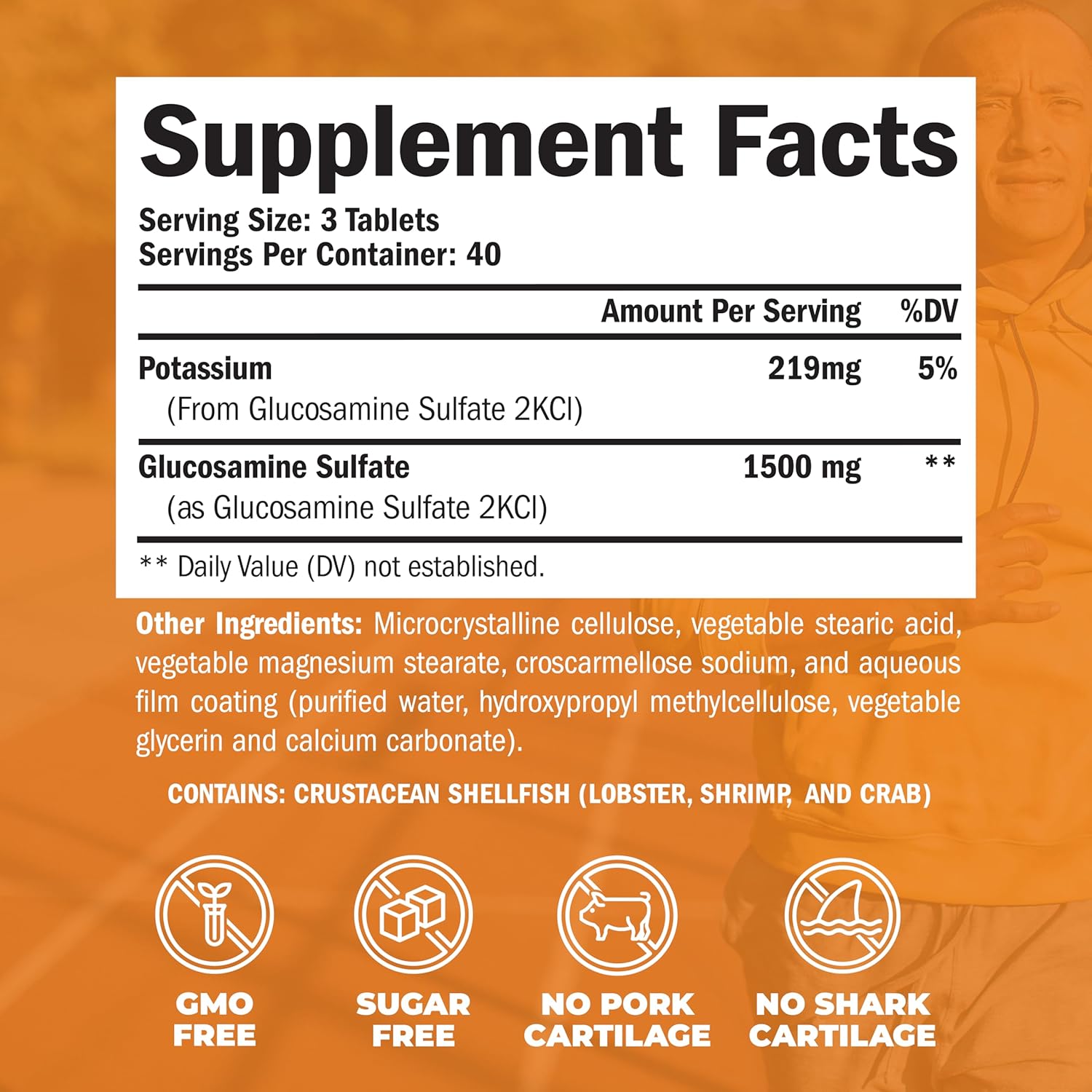 Glucosamine Sulfate 1500mg Joint Support Supplement for Cartilage, Bone & Joint Health - Antioxidant Properties - Inflammatory Response Aid - Relief for Back, Knees & Hands - 120 Count