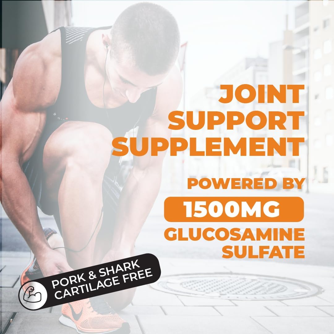 Glucosamine Sulfate 1500mg Joint Support Supplement for Cartilage, Bone & Joint Health - Antioxidant Properties - Inflammatory Response Aid - Relief for Back, Knees & Hands - 120 Count