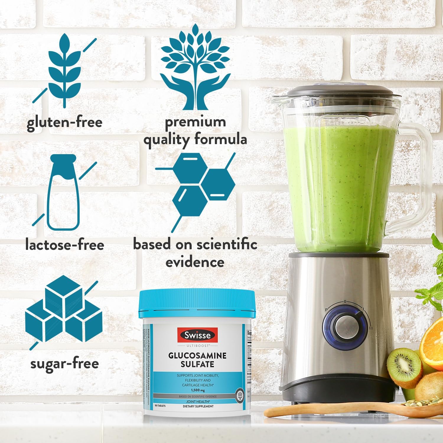 Glucosamine Sulfate Joint Support Supplement for Mobility and Flexibility - 1500mg Tablets for Men and Women - 180 Count