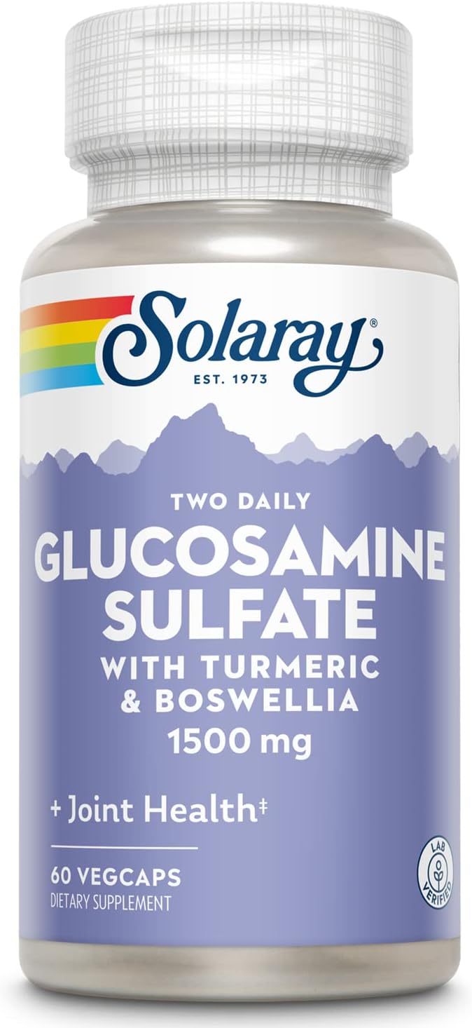Glucosamine Sulfate Joint Support Supplement with Turmeric & Boswellia - 1500mg, 60 VegCaps, 30 Servings, 60-Day Guarantee