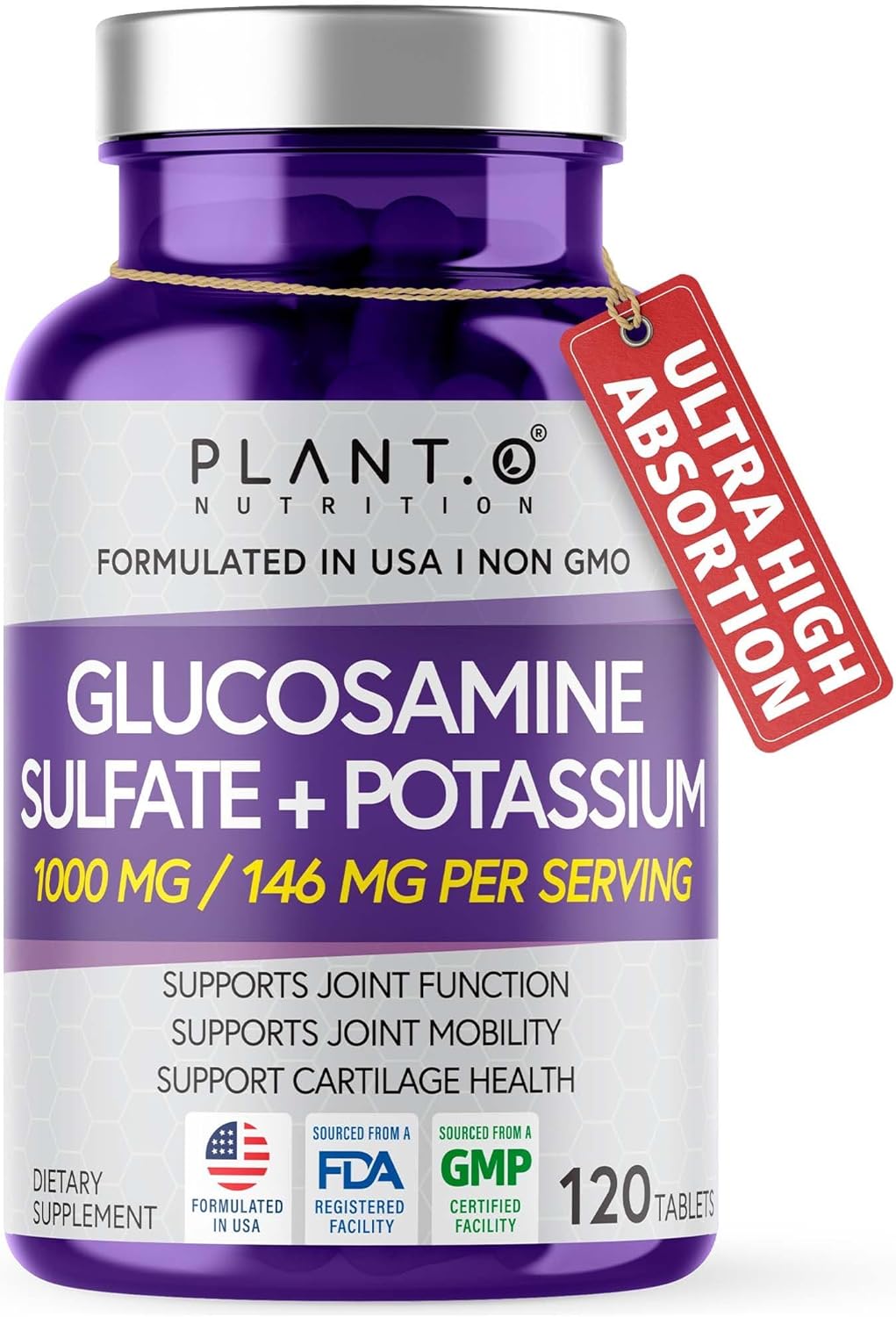 Glucosamine Sulfate with Potassium Tablets - Joint Support Supplement for Cartilage and Bone Health - 120 Count