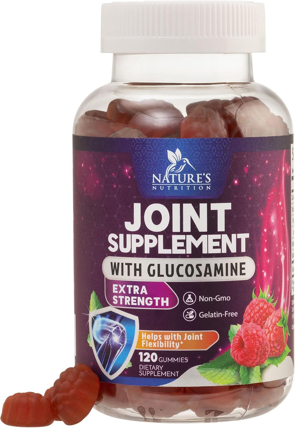 Glucosamine & Vitamin E Gummies for Joint Support - 120 Count - Natural Supplement for Back, Knees, & Hands - Cartilage & Flexibility Support