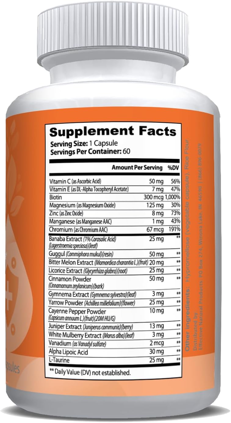Glucose Support Supplement with Cinnamon, Gymnema Sylvestre, and Bitter Melon - 60ct Bottle