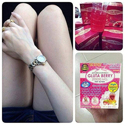 Gluta Berry 200000 mg Skin Whitening Drink Fast Action 10pcs/Box - Powerful Antioxidant Formula.