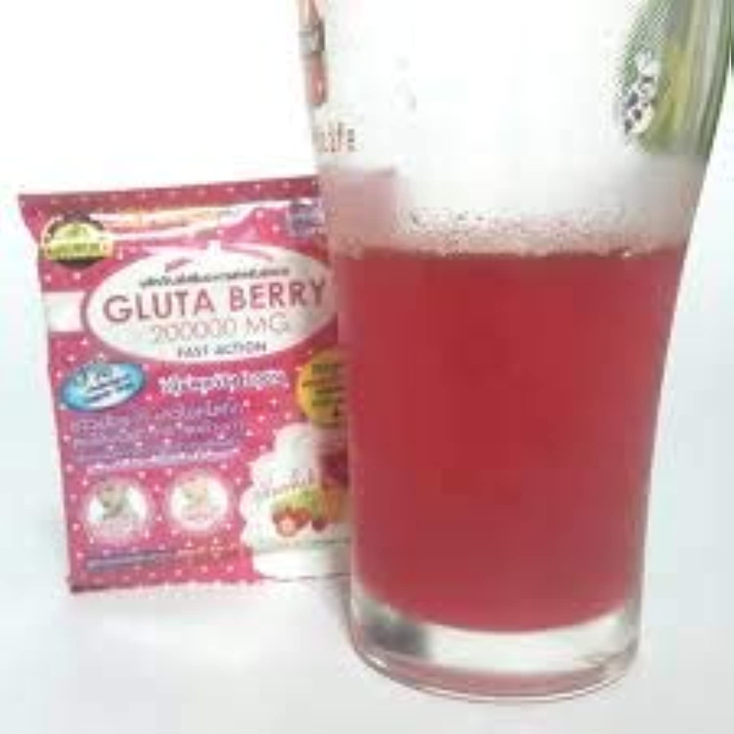 Gluta Berry 200000 mg Skin Whitening Drink Fast Action 10pcs/Box - Powerful Antioxidant Formula.