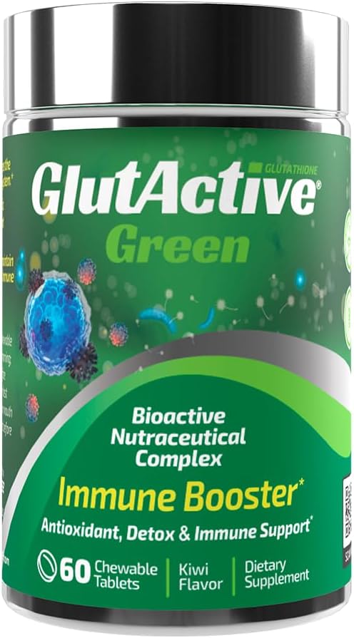 GlutActive Green 950mg Chewable Tablets - Immune Support and Antioxidant Boost for Energy and Cellular Protection - 60 Count