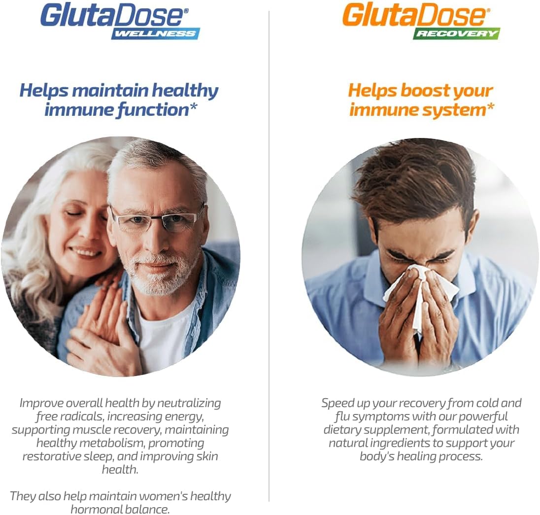 GlutaDose Immune Boost & Daily Detox Bundle with Glutathione, Astragalus, Echinacea, Acerola, Selenium, Zinc - Liquid Supplements for Cold & Flu Recovery