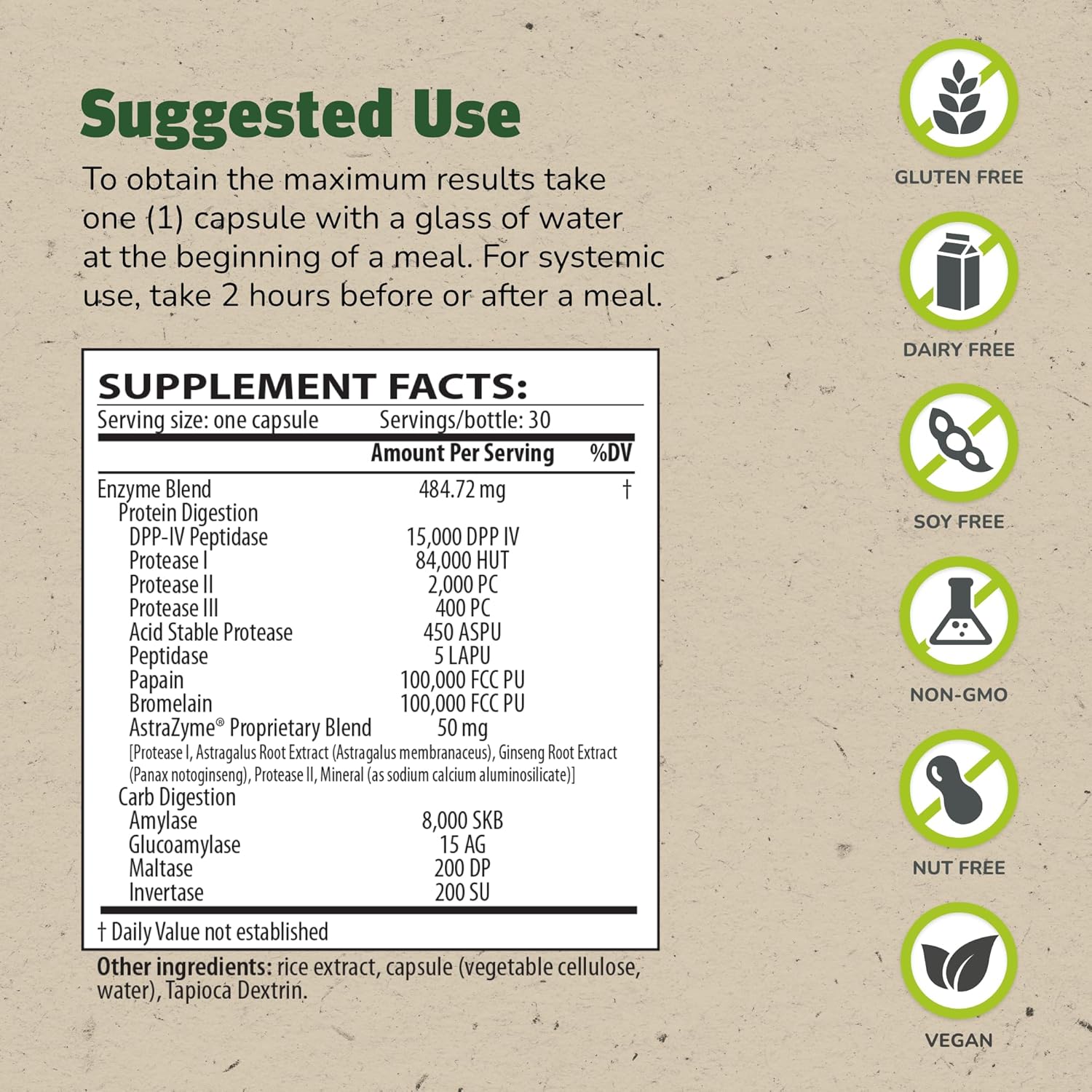 GlutaStim Gluten Digestion Support Supplement - 30 Capsules - Vegan & Gluten Free - Relieves Gas & Bloating - 30 Servings