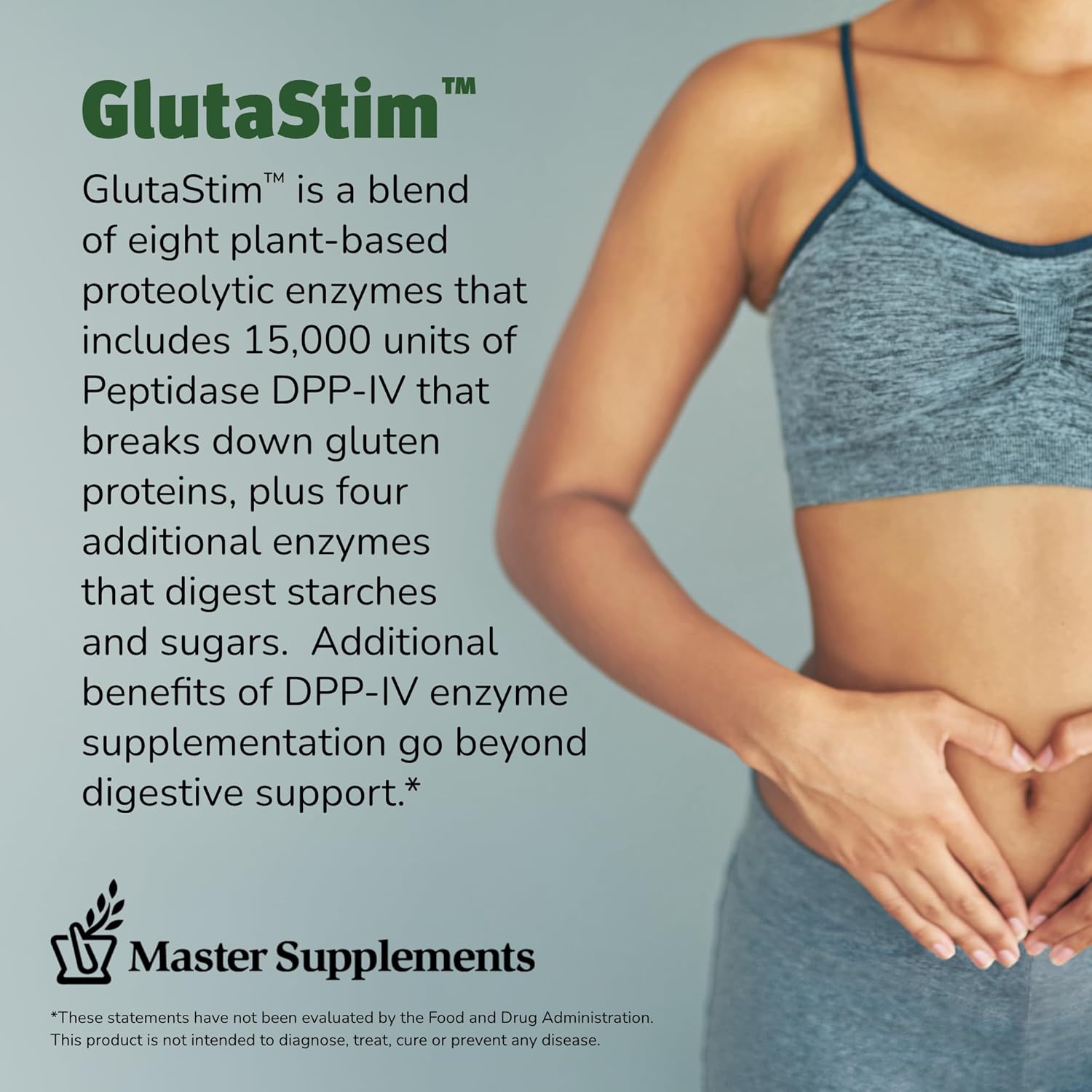 GlutaStim Gluten Digestion Support Supplement - 30 Capsules - Vegan & Gluten Free - Relieves Gas & Bloating - 30 Servings