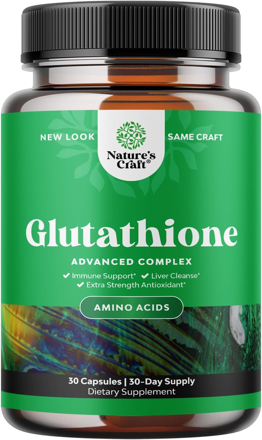 Glutathione Amino Acid Supplement for Liver and Skin Support - Pure L Pills with Glutamic Acid and Milk Thistle Seed Extract - Immune Boosting Formula