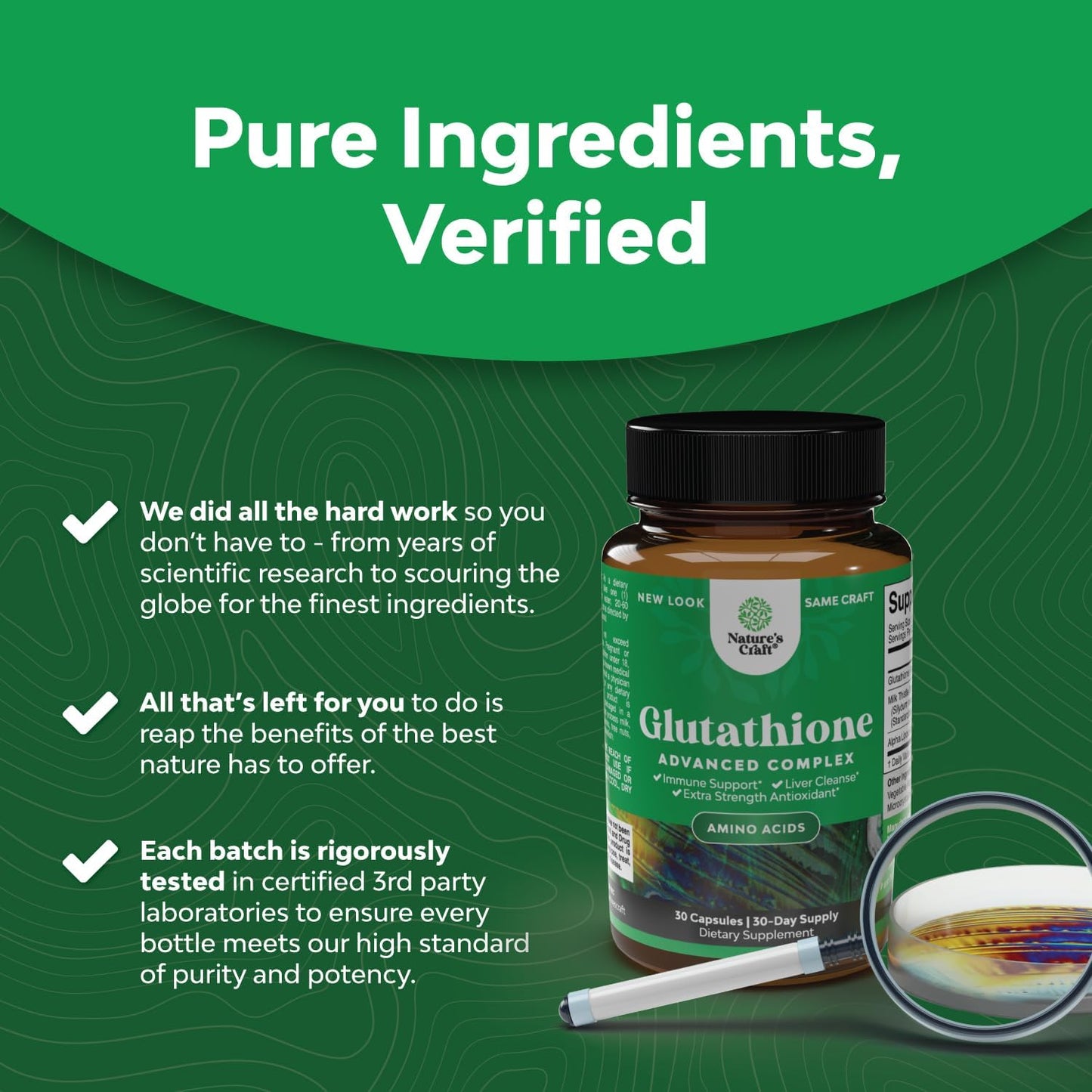 Glutathione Amino Acid Supplement for Liver and Skin Support - Pure L Pills with Glutamic Acid and Milk Thistle Seed Extract - Immune Boosting Formula