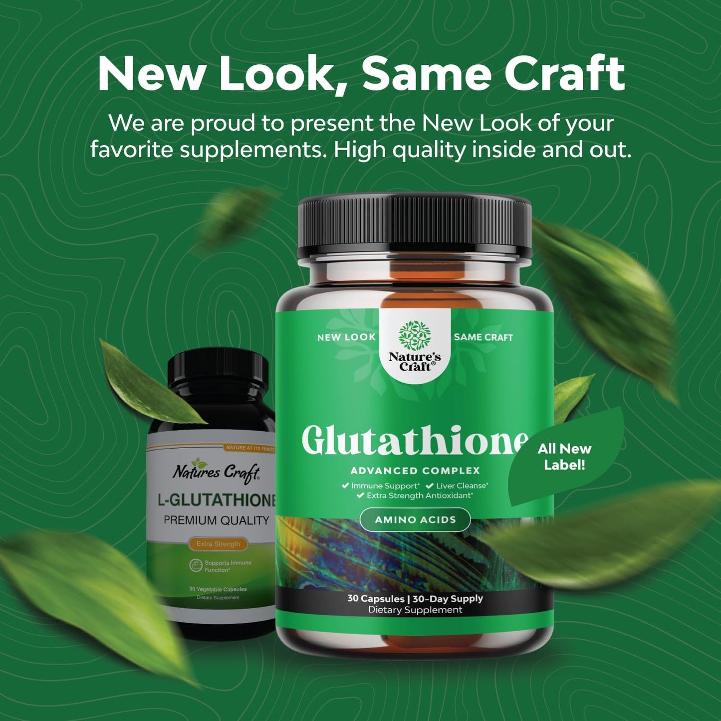 Glutathione Amino Acid Supplement for Liver and Skin Support - Pure L Pills with Glutamic Acid and Milk Thistle Seed Extract - Immune Boosting Formula