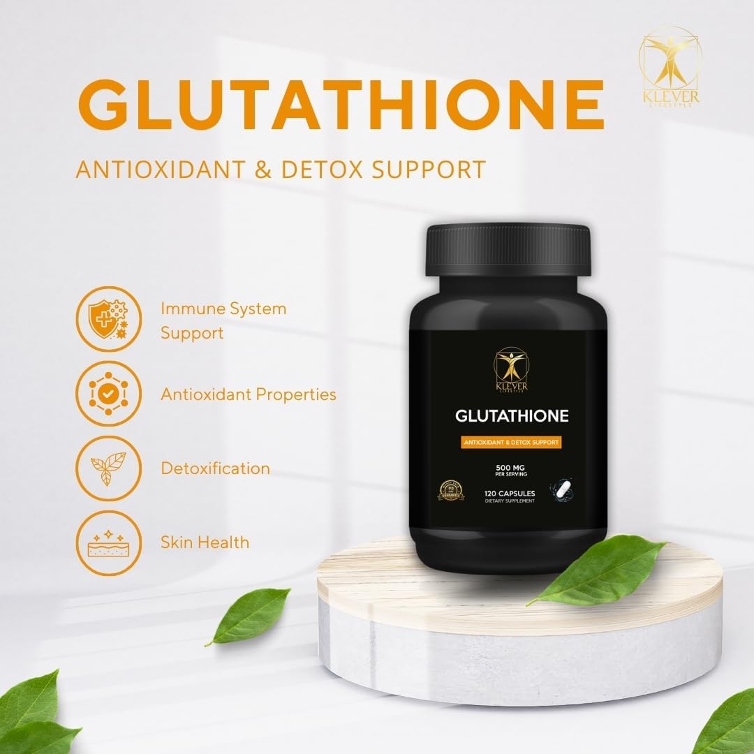 Glutathione Antioxidant Supplement for Cellular Health, Detox, Tissue Repair, Immunity - 120 Capsules, 500mg