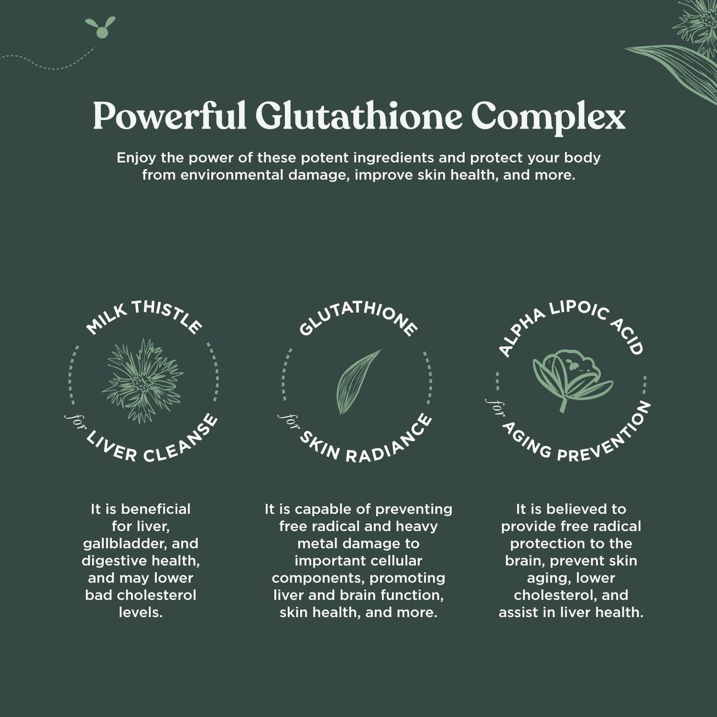 Glutathione Supplement 500mg for Skin Whitening & Liver Health - Natural Antioxidant with Milk Thistle Extract - 30 Veg Capsules