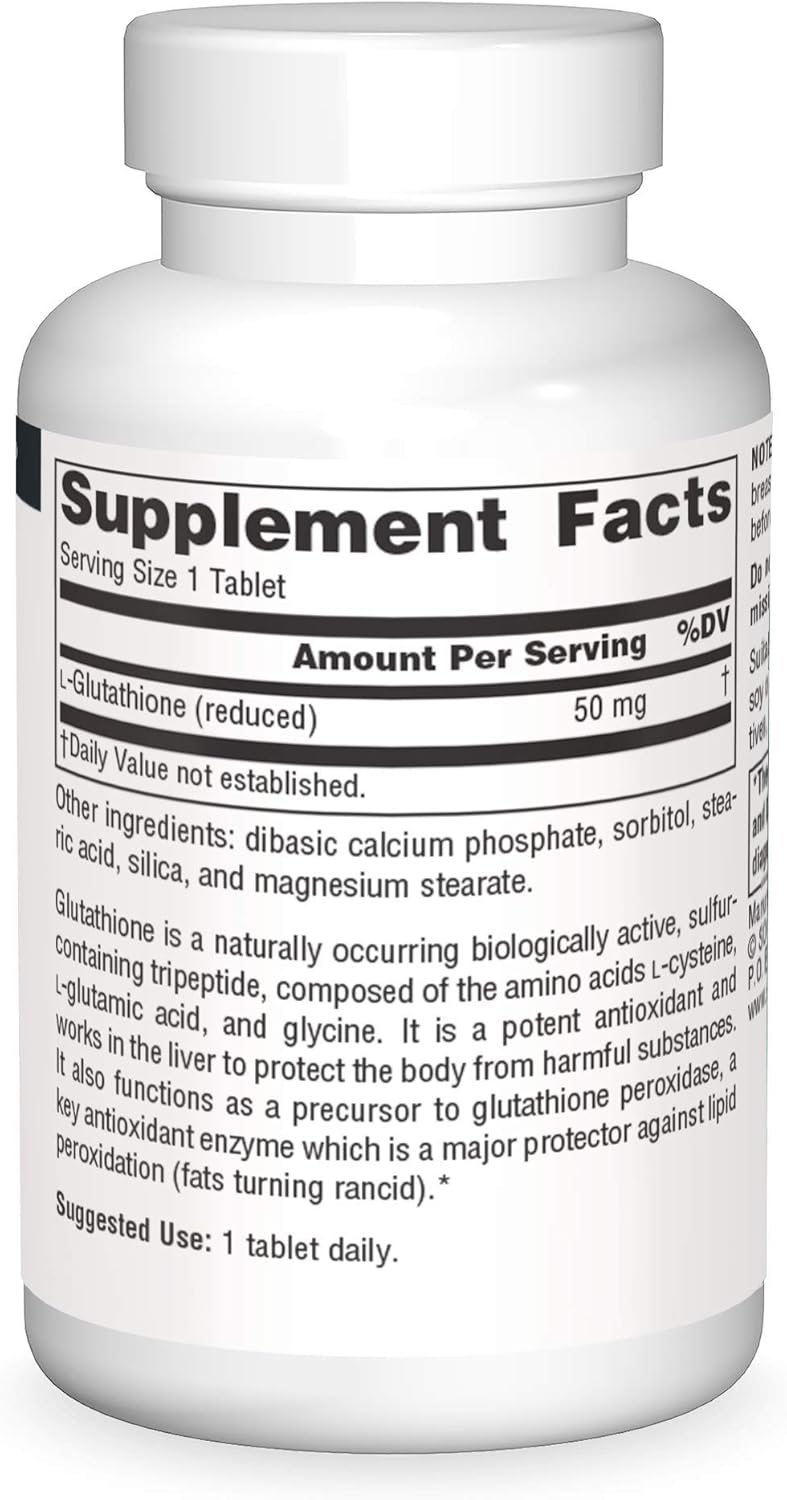 Glutathione Supplement for Liver Support by Source Naturals - 30 Tablets, 50mg