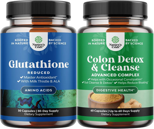 Glutathione Supplement with Glutamic Acid & Colon Cleanser Capsules for Gut Health