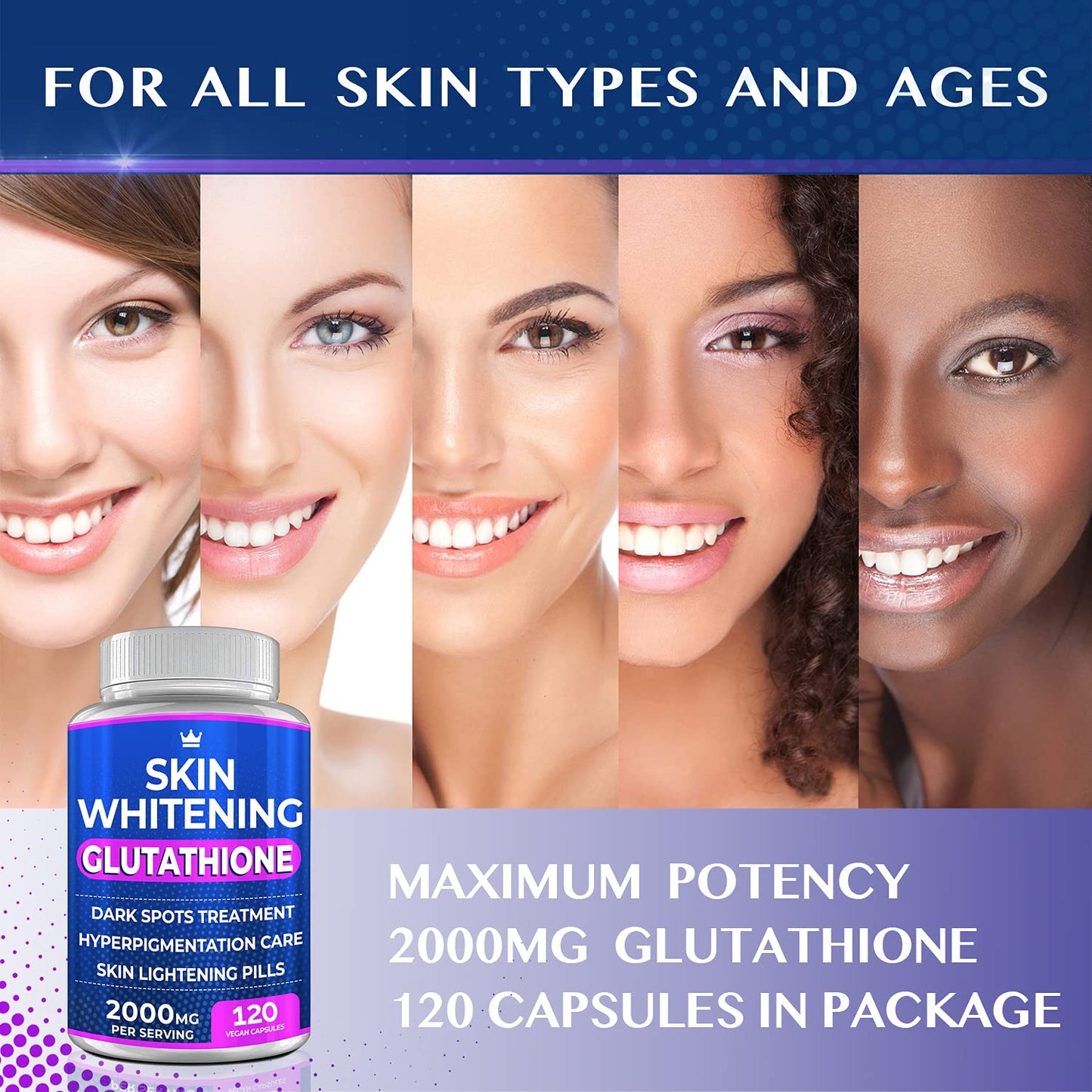 Glutathione Whitening Pills - 120 Capsules 2000mg for Skin Lightening and Hyperpigmentation Treatment