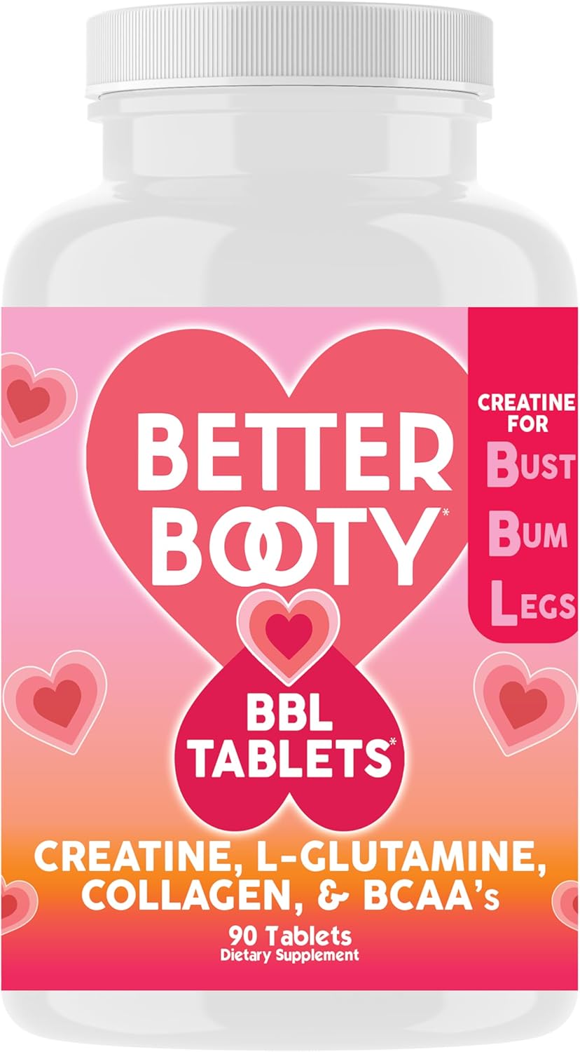 Glute Builder Supplement for Women - Angry Supplements Better Booty BBL Tablets with Creatine, Collagen, and BCAA's for Booty Gains and Muscle Building (90ct)