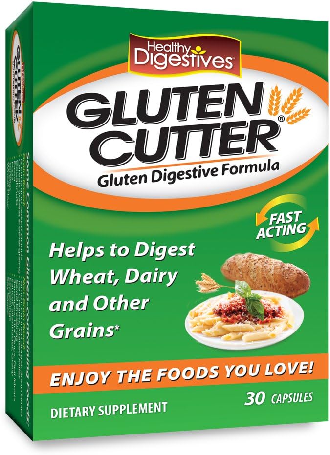 Gluten Cutter Enzyme Formula for Improved Digestion - Supports Gluten, Wheat, Dairy & Grain Breakdown - 30 Capsules