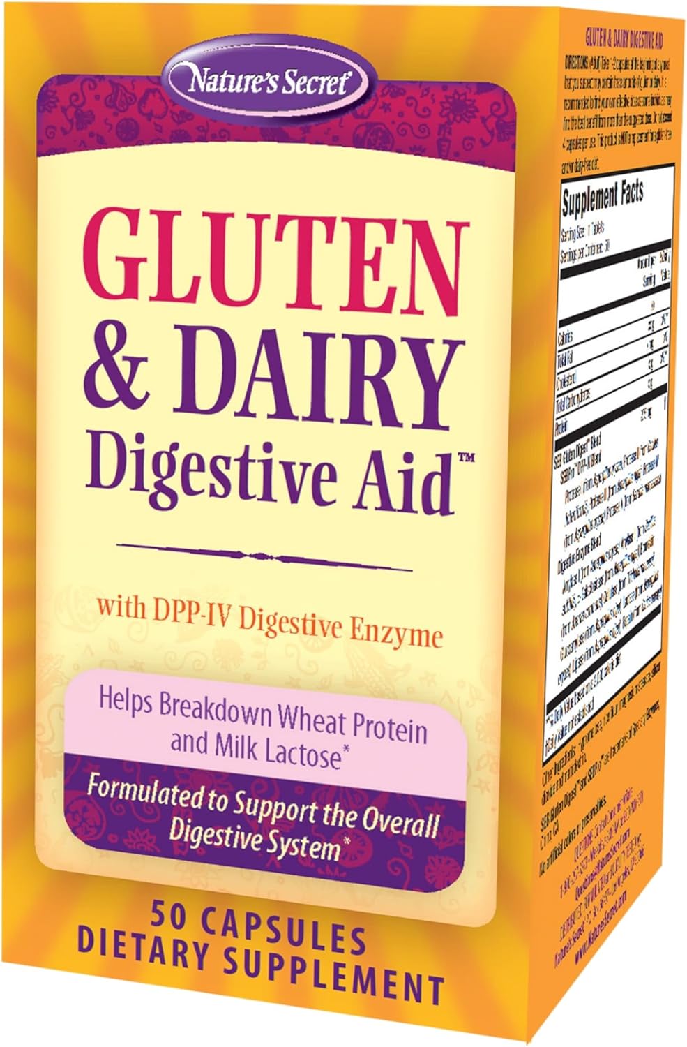 Gluten & Dairy Digestive Aid Capsules - Natural Solution for Breaking Down Wheat Protein & Milk Lactose - 50 Capsules