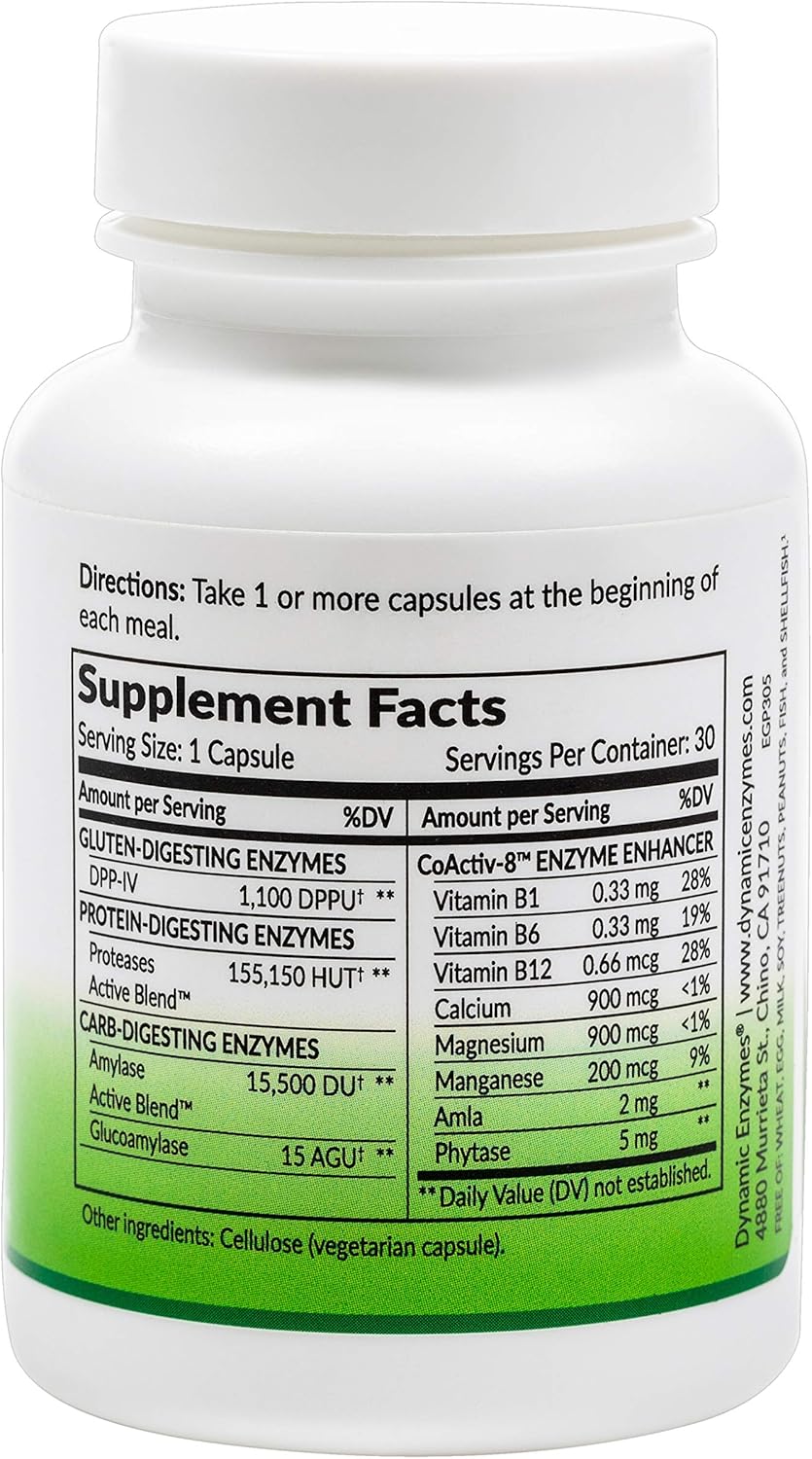 Gluten Digestive Enzyme Supplement for Gut Health & Nutrient Absorption - 30 Count