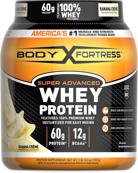 Gluten Free Banana Creme Flavored Whey Protein Powder - 2 Lb by Body Fortress