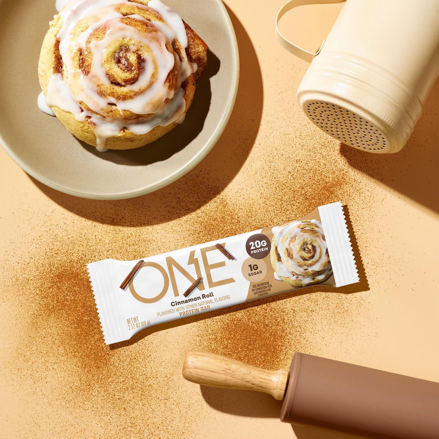 Gluten-Free Cinnamon Roll Protein Bars with 20g Protein and 1g Sugar - Pack of 12