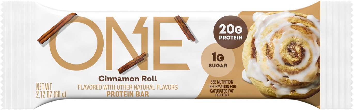 Gluten-Free Cinnamon Roll Protein Bars with 20g Protein and 1g Sugar - Pack of 12
