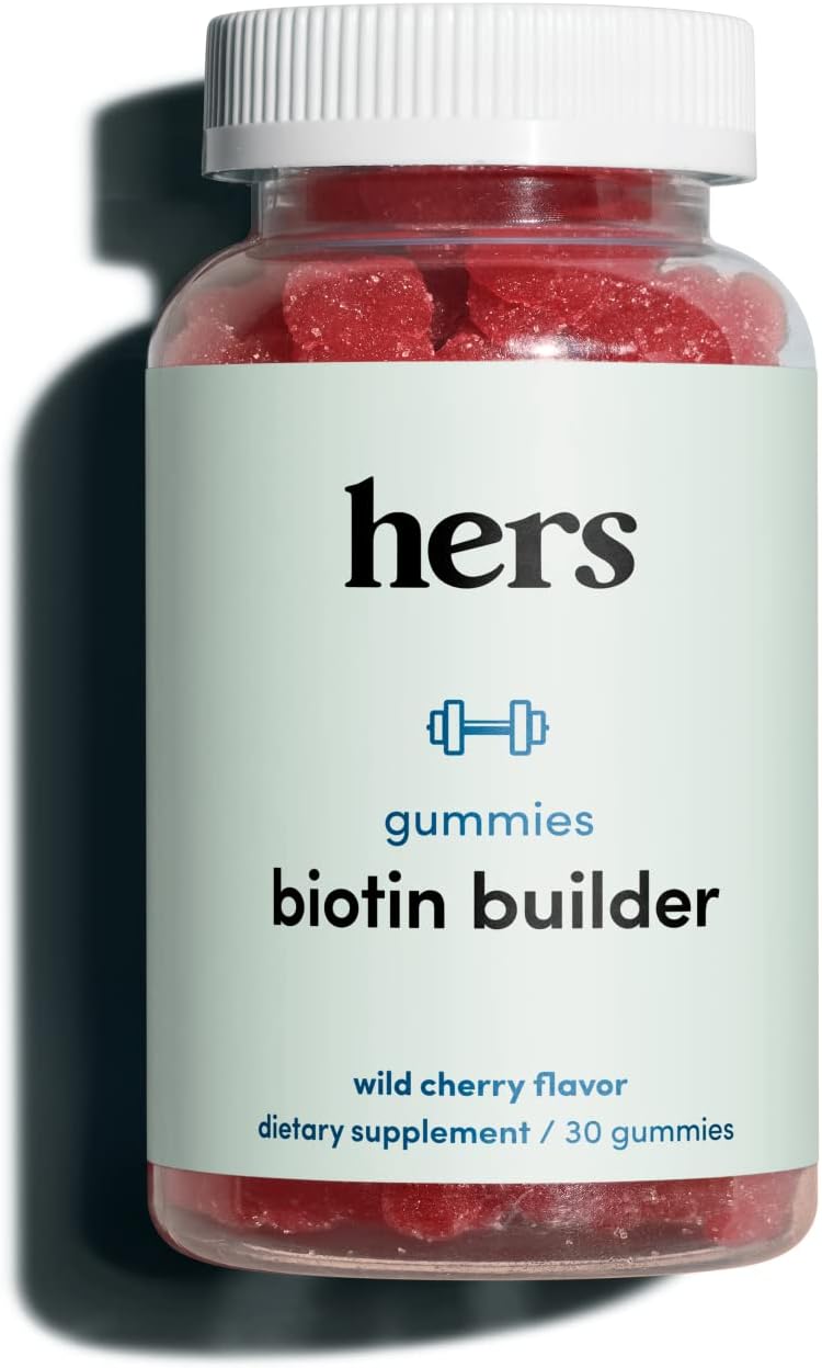 Gluten-Free HIMS & HERS Biotin Builder Gummy Vitamins - 30 Count, Wild Cherry Flavor, with Vitamin D, B12, B6 - No Artificial Sweeteners
