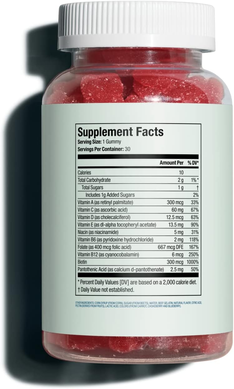 Gluten-Free HIMS & HERS Biotin Builder Gummy Vitamins - 30 Count, Wild Cherry Flavor, with Vitamin D, B12, B6 - No Artificial Sweeteners