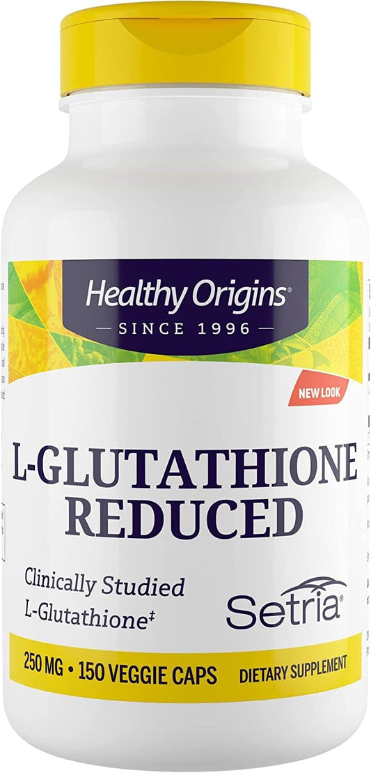 Gluten-Free L-Glutathione (Setria) Reduced 250mg Capsules - Immune & Antioxidant Support - Collagen Boost - 150 Veggie Caps