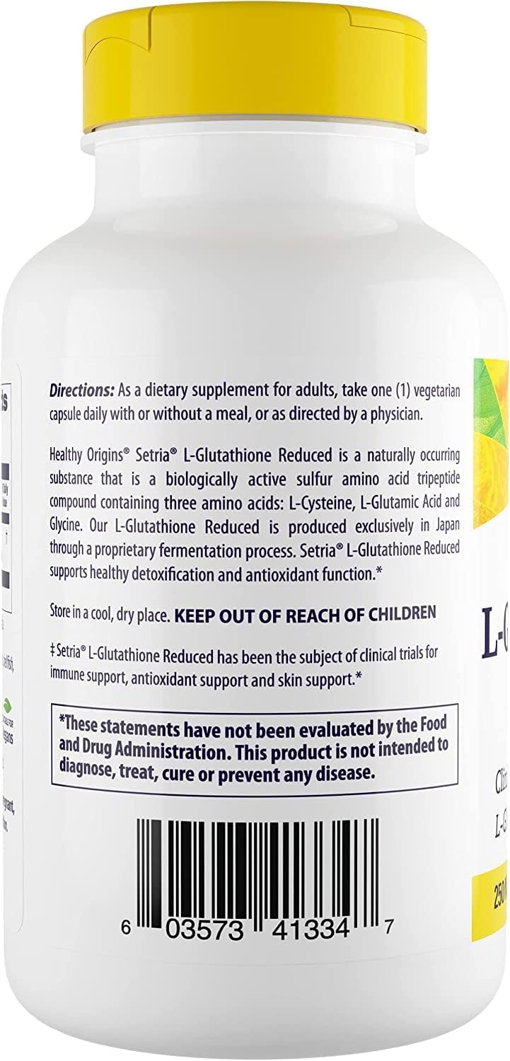 Gluten-Free L-Glutathione (Setria) Reduced 250mg Capsules - Immune & Antioxidant Support - Collagen Boost - 150 Veggie Caps