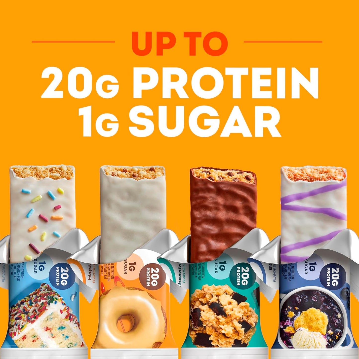 Gluten Free Maple Glazed Doughnut Protein Bars with 20g Protein - 12 Count