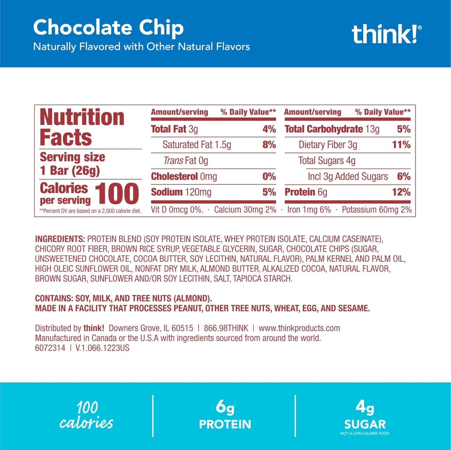 Gluten-Free think! MINIS Chocolate Chip Protein Snack Bars, 15 Count x 2 Pack
