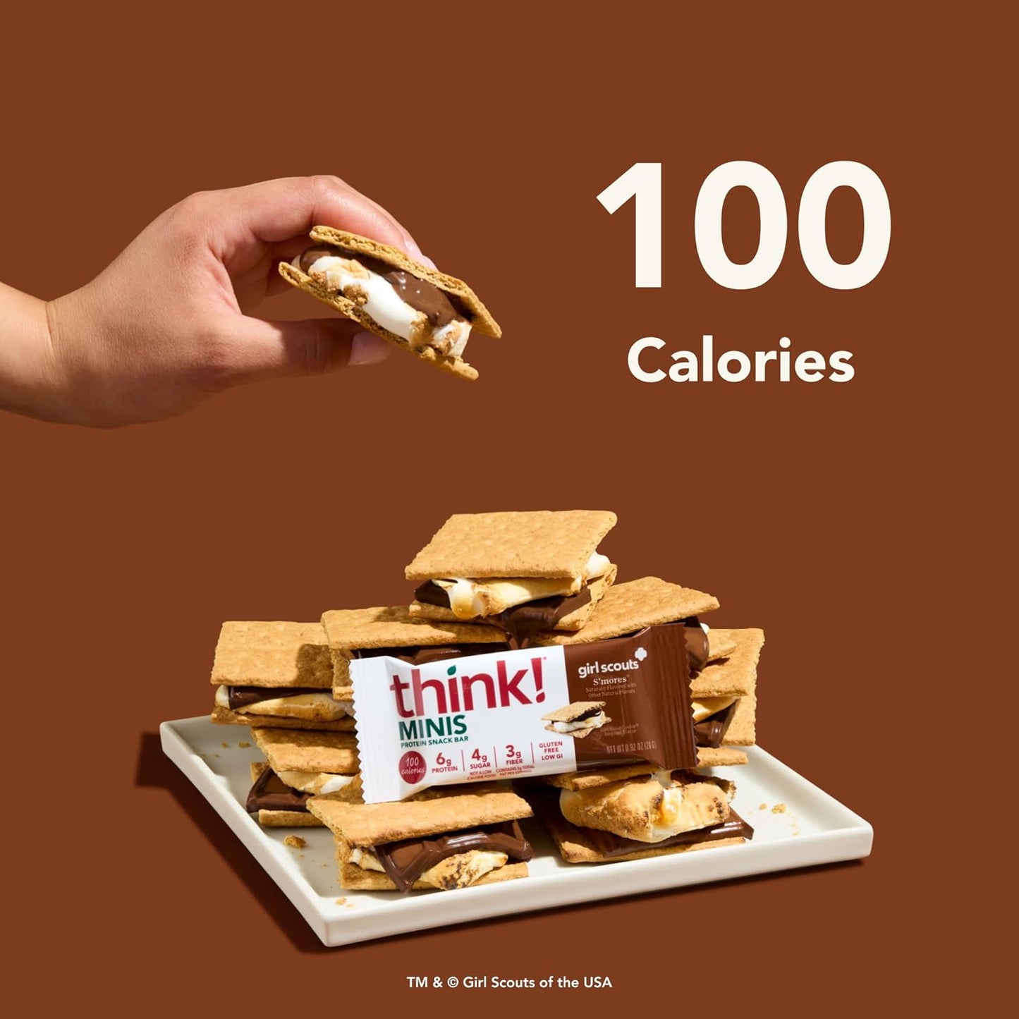 Gluten-Free think! Minis Protein Snack Bars in Girl Scouts S'mores Flavor - Pack of 15