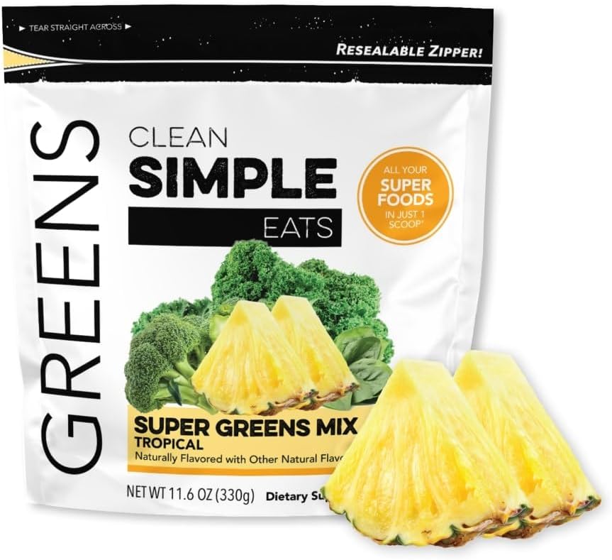 Gluten Free Tropical Greens Superfood Powder Mix with Chlorella & Spirulina - 30 Servings
