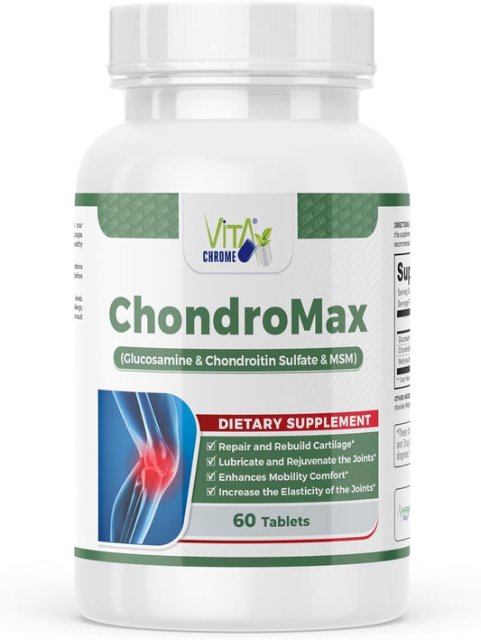 Gluten-Free VITA CHROME ChondroMax Supplement for Joint Health - 60 Tablets - Men & Women - Non-GMO - USA Made