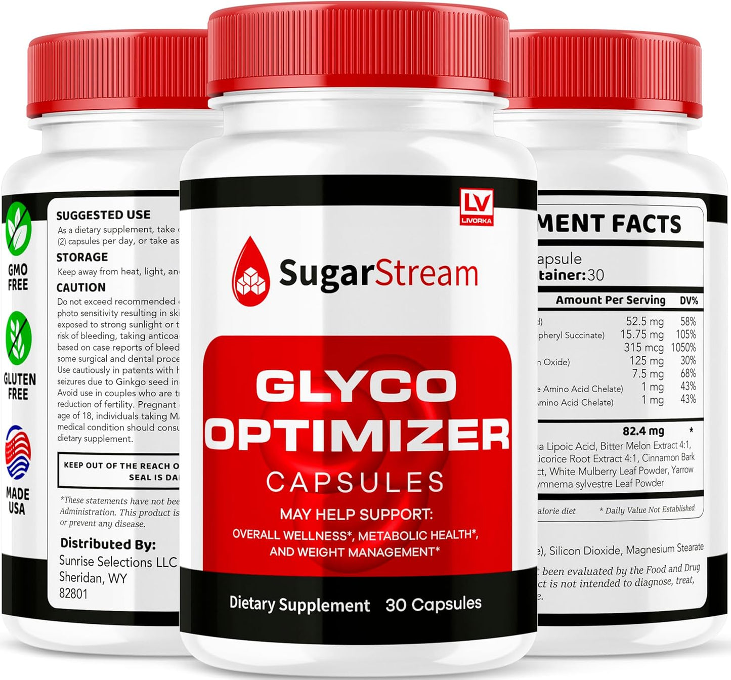 Glyco Optimizer Capsules for Blood Sugar Support - Advanced Formula with Vitamins - 30 Day Supply