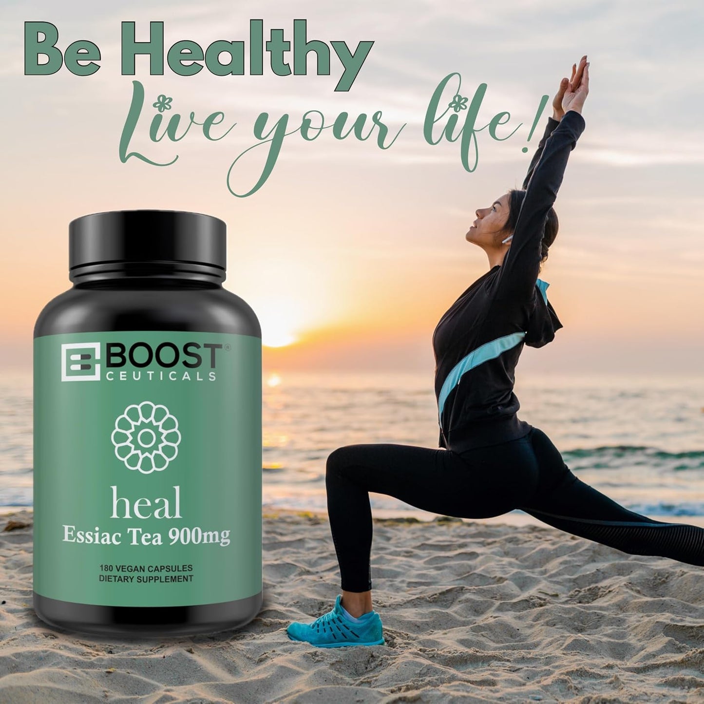 GMO-Free Vegan Essiac Tea Capsules - 180 Count, 900mg Per Serving for Immune Support by BoostCeuticals